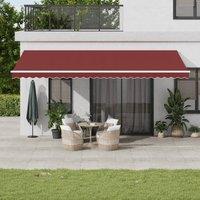 Berkfield Home Manual Retractable Awning with LED Burgundy 600x350 cm in Red