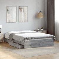 Berkfield Home Bed Frame with Drawers without Mattress Grey Sonoma 120x190 cm Small Double