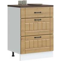 Berkfield Home Kitchen Base Cabinet Lucca Artisan Oak Engineered Wood in Brown