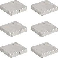 Berkfield Home Pyramid Fence Post Caps 6 pcs Galvanised Metal 91x91 mm in Silver