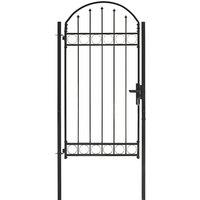 Berkfield Home Fence Gate with Arched Top Steel 100x250 cm Black