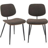 Signature Set Of 2 Grey/Brown Fabric Chairs - Olympia in Grey | Size: 2 Person
