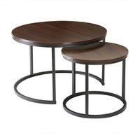 CALICOSY Set Of 2 Round Nesting Coffee Tables, 70 Cm Long - LENNY in Walnut | Size: 2 Person