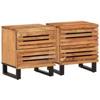 Berkfield Home Bedside Cabinets 2 pcs 40x34x46 cm Solid Wood Acacia in Brown | Size: 40 x 34 x 46 cm