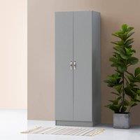 Timber Art Design Modern 2 Door Double Wardrobe with Hanging Rail - Bedroom Storage in Light Grey