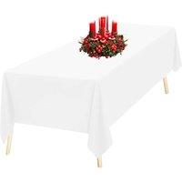 Neel Blue 10pcs Rectangular Polyester Tablecloth, Linen Table Cover - 90 x 156 in White