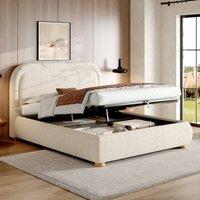 Matteo King Size Ottoman Storage Bed Frame - Beige