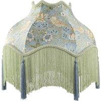 Happy Homewares Vintage Victorian Shabby Chic Lamp Shade in Emerald Green & Blue | Size: 14 inches