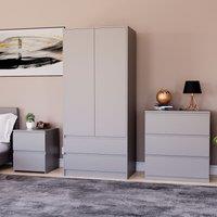 Home Discount Vida Designs Denver Bedroom Set (2 Dr Bedside, 3 Dr Chest, Wardrobe) in Grey