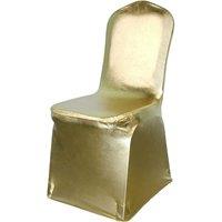 Neel Blue Pack of 10 Shiny Chair Cover, Stretchy Spandex Dining Chair Slipcover in Gold