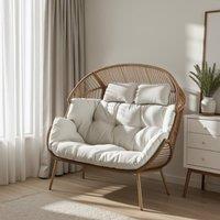 FurnitureboxUK Beige Indoor / Outdoor Rattan Double Egg Chair