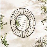 FurnitureboxUK Raya Black Medium Round Spoke 70cm Garden Mirror