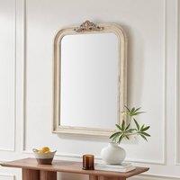 FurnitureboxUK Francis Whitewash Wood Large 110x74cm Overmantle Arch Mirror in White | Size: 110x74 cm