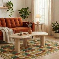 FurnitureboxUK Elda Pebble White Oak Wood Coffee Table in Light Brown