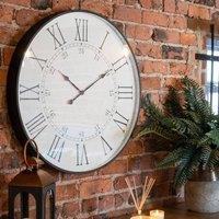 Wyld Haus Large 80 cm Vintage Inspired Domed Round Station Wall Clock in White