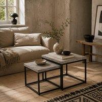 Wyld Haus Keco Set of 2 Grey Nesting Coffee Tables with 3.5cm Thick Tabletops