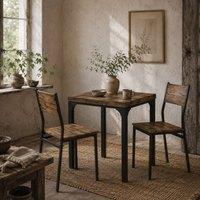 Wyld Haus Lulila Rustic Brown 3 Piece Compact Dining Set Square Table 2 Chairs
