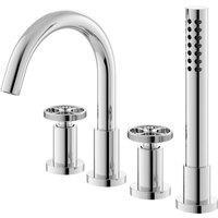 Balterley Tyrley Traditional 4 Tap Hole Deck Mounted Basin Mixer Tap in Silver
