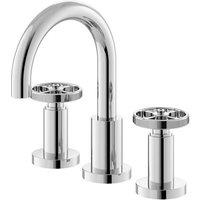 Balterley Tyrley Traditional 3 Tap Hole Basin Mixer Inc Pop Up Waste in Silver