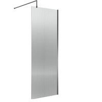 Balterley Fluted Wetroom Screen with Support Bar, 1000mm, Brushed Pewter in Silver