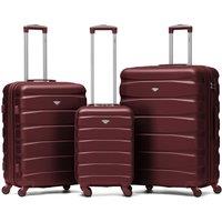 Flight Knight Set of 3 Hard Shell Suitcase Cabin & Check in Cases with TSA Lock in Burgundy | Size: 3 Pack