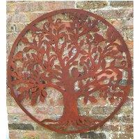 Inspirational Gifting Rustic Round Steel Tree & Bird Screen Wall Art Plaque 1m Diameter in Brown