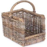 Red Hamper Rattan Kubu Grey Rattan Open Ended Log Basket in Brown