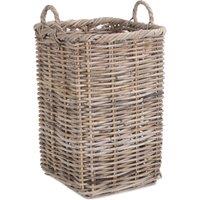 Red Hamper Rattan Square Rattan Umbrella Basket in Grey