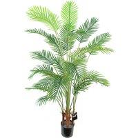 Leaf 150cm Artificial Areca Palm Tree Potted in Black Pot in Green