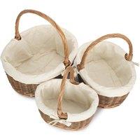 Red Hamper Oval Unpeeled Willow Shopping Basket With White Lining in Brown