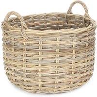 Red Hamper Small Curved Base Rattan Storage Basket in Natural