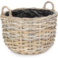 Red Hamper Curved Base Rattan Planter With Plastic Lining in Natural | Size: Large