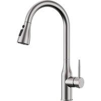YUHUBY Sleek Kitchen Tap With Pull-Out Spray & 360 Swivel in Silver