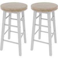 Home Discount Chef Vida Wooden Revolving Bar Stool (Set of 2) in White
