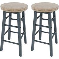 Home Discount Chef Vida Wooden Revolving Bar Stool (Set of 2) in Grey
