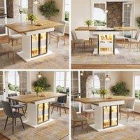 BTM RGB LED Extendable Dining Table Glass Storage White Black