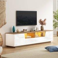 BTM LED TV Stand 65 Inch Wood Oak White Storage Drawers Cabinets