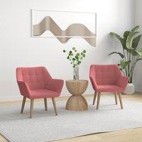 HOMCOM Set of 2 Velvet-Feel Accent Chair with Slanted Back, Wood Legs, Pink