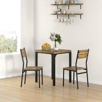 HOMCOM 3 Pcs Compact Dining Table 2 Chairs Set in Brown