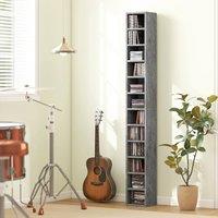 HOMCOM 204 CD Storage Tower, Tall Storage Tower with 12 Tiers, Cement Grey