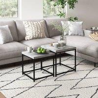 HOMCOM Coffee Table Set of 2, Nest of Tables with 3.5cm Thick Tabletop, Grey | Size: 45 cm