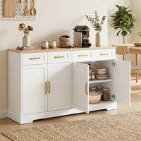 HOMCOM Sideboard with 4 Drawers, 4 Doors & 2 Adjustable Shelves, White