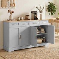 HOMCOM Sideboard with 4 Drawers, 4 Doors & 2 Adjustable Shelves, Grey