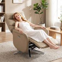 HOMCOM Recliner Armchair, Swivel Recliner with Type C+USB in Brown | Size: Armchair