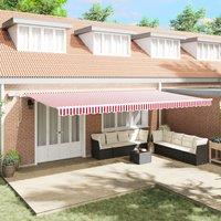Berkfield Home Manual Retractable Awning with LED Red & White Stripe 600x300 cm