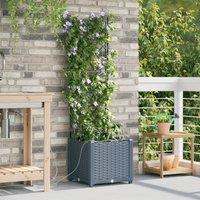 Berkfield Home Garden Planters with Water Irrigation System Light Grey