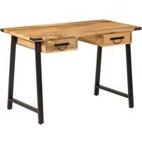 Berkfield Home Desk with Drawers 105x55x70 cm Solid Wood Mango & Iron in Brown | Size: 105 x 55 x 70 cm