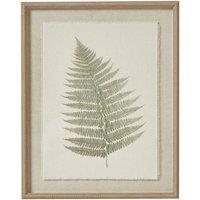 KDMD Botanical Fern Art in Beaded Frame - Textured Torn Paper Wall Decor in Brown