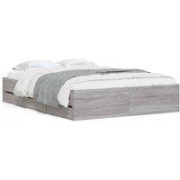 Berkfield Home Bed Frame with Drawers without Mattress Grey Sonoma 135x190 cm Double