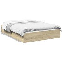 Berkfield Home Bed Frame w/Drawers Frame Sonoma Oak 120x190 cm Small Double in Light Tan